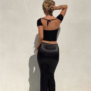 Chic Black Satin Maxi Dress